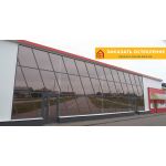 Торговый павильон с алюминиевым остеклением тонированными окнами
