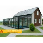 Бассейн на улице с панорамным алюминиевым остеклением