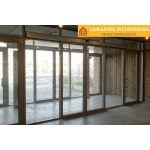 Алюминиевая входная группа с автоматическим открыванием и остеклением в пол