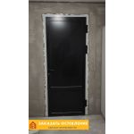 Глухая межкомнатная алюминиевая дверь черного цвета без остекления