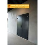 Глухая межкомнатная дверь из алюминиевого профиля черного цвета без стекла