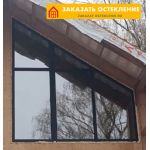 Глухие ламинированные окна ПВХ черного цвета для мансарды