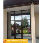 Глухая теплая алюминиевая дверь коричневая для частного дома