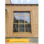 Глухое французское окно в частном доме с ламинацией под золото