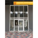 Входная группа с панорамным остеклением и распашной дверью