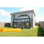 Зимний сад с черными окнами для панорамного остекления