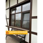 Шумозащитное ламинированное окно коричневого цвета