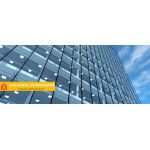 Спайдерное остекление офисов с панорамным видом и точечными креплениями