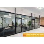 Стационарные офисные перегородки черного цвета со стеклом