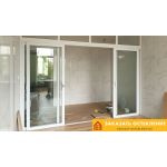 Офисные стеклянные раздвижные перегородки в алюминиевом профиле белого цвета